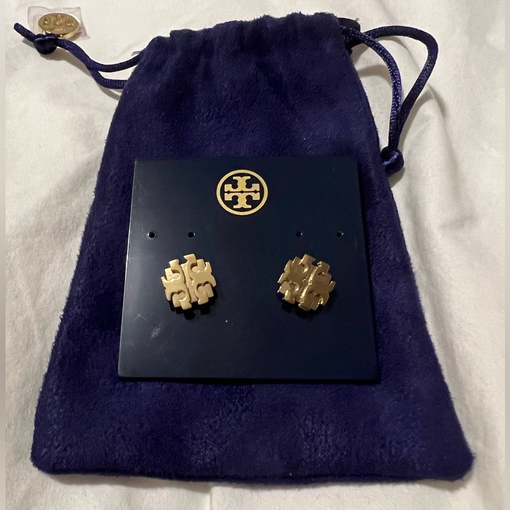 Tory Burch Gold Logo Stud Earrings